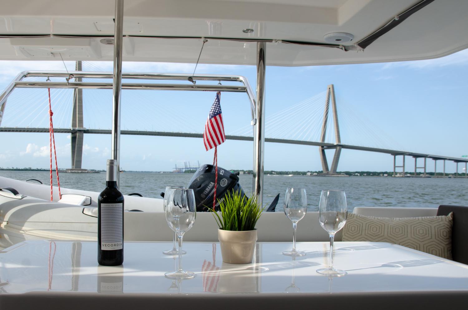 Enjoy views of the Ravenel Bridge from your sailboat charter.